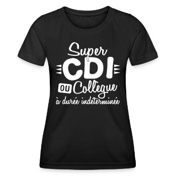 Collègue Durée Indéterminée CDI Cadeau T-shirt Mug - T-shirt sport Femme - noir - Devant - AI Model Female 172 light (172cm)