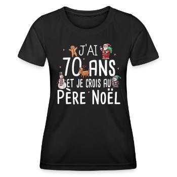 70 Ans Anniversaire Cadeau Père Noël Humour - T-shirt sport Femme - noir - Devant - AI Model Female 172 light (172cm)