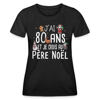 80 Ans Anniversaire Cadeau Père Noël Humour - T-shirt sport Femme - noir - Devant - AI Model Female 172 light (172cm)