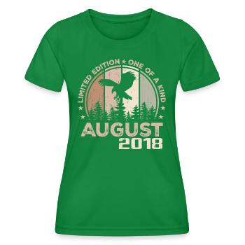 Incomparable since August 2018, 6th Anniversary - Women's Functional T-Shirt - kelly green - Front - AI Model Female 172 dark (172cm)