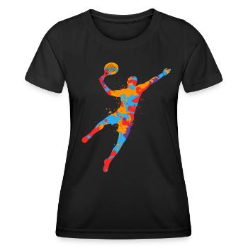 Padel Tennis Joueurs de padel colorés Padel Tennis Padel - T-shirt sport Femme - noir - Devant - AI Model Female 172 light (172cm)