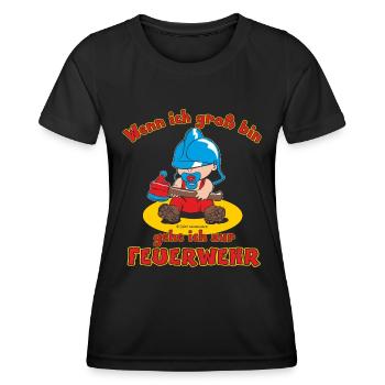 Groß bin zur Feuerwehr - RAHMENLOS Baby - Frauen Funktions-T-Shirt - Schwarz - Vorne - AI Model Female 172 light (172cm)