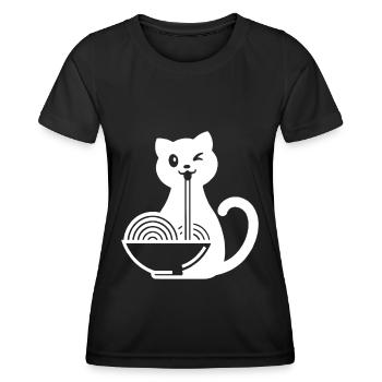 Ramen Katze Japanische Nudelsuppe - Frauen Funktions-T-Shirt - Schwarz - Vorne - AI Model Female 172 light (172cm)