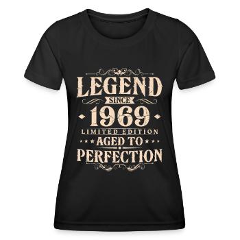 Légende depuis 1969 Vintage Born Anniversaire - T-shirt sport Femme - noir - Devant - AI Model Female 172 light (172cm)