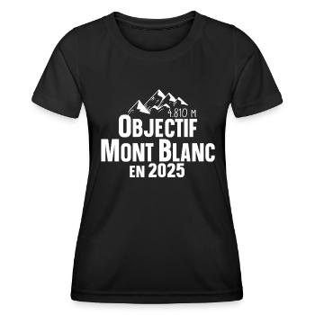 2025 Mont Blanc Montagne France Suisse Italie - T-shirt sport Femme - noir - Devant - AI Model Female 172 light (172cm)