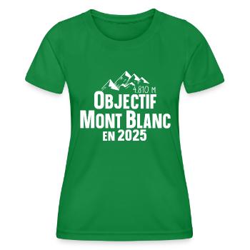 2025 Mont Blanc Montagne France Suisse Italie - T-shirt sport Femme - vert - Devant - AI Model Female 172 dark (172cm)