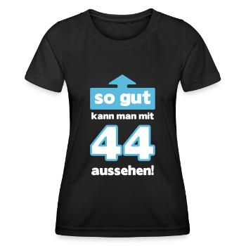 44 Geburtstag Mann Frau Lustig 44 Jahre - Frauen Funktions-T-Shirt - Schwarz - Vorne - AI Model Female 172 light (172cm)