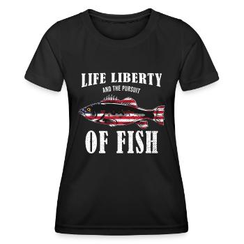 Life Liberty & The Pursuit Of Fish USA Fishing - Women's Functional T-Shirt - black - Front - AI Model Female 172 light (172cm)