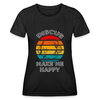 Discus Fish Make Me Happy Retro Sunset Fish Keeper - T-shirt sport Femme - noir - Devant - AI Model Female 172 light (172cm)