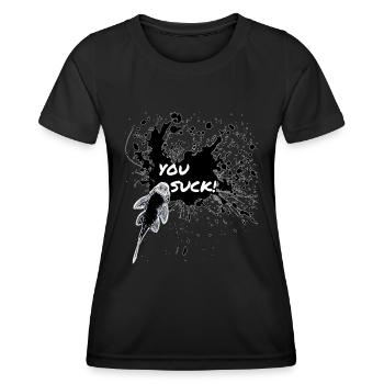 Sie saugen Pleco Keeper Sucker Fish Design - Frauen Funktions-T-Shirt - Schwarz - Vorne - AI Model Female 172 light (172cm)