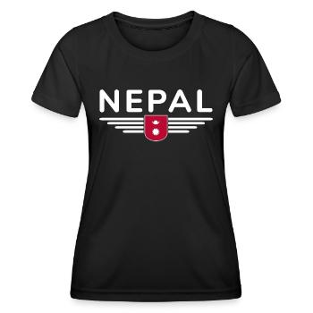 Nepal Design – Himalaya Abenteuer - Frauen Funktions-T-Shirt - Schwarz - Vorne - AI Model Female 172 light (172cm)