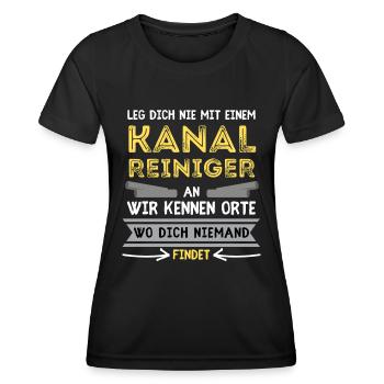 KANALREINIGER Spruch zur Kanalreinigung - Frauen Funktions-T-Shirt - Schwarz - Vorne - AI Model Female 172 light (172cm)