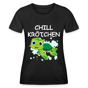 Chill Krötchen Schildkröte Chillen Turtle Relax - Frauen Funktions-T-Shirt - Schwarz - Vorne - AI Model Female 172 light (172cm)
