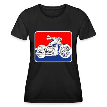 Logo de la moto américaine Chopper - T-shirt sport Femme - noir - Devant - AI Model Female 172 light (172cm)