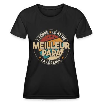 Meilleur Papa Cadeau Papa Meilleur Père - T-shirt sport Femme - noir - Devant - AI Model Female 172 light (172cm)