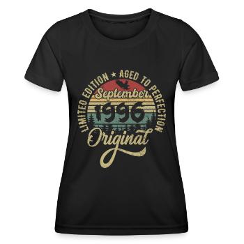 29. Geburtstag September 1996 - 29 Jahre alt - Frauen Funktions-T-Shirt - Schwarz - Vorne - AI Model Female 172 light (172cm)