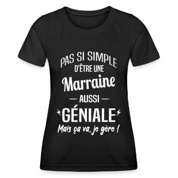 Marraine - T-shirt sport Femme - noir - Devant - AI Model Female 172 light (172cm)