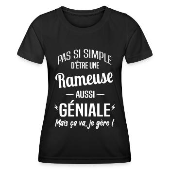 Rameuse - T-shirt sport Femme - noir - Devant - AI Model Female 172 light (172cm)