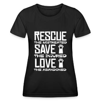 Sauver les maltraités, aider les blessés - T-shirt sport Femme - noir - Devant - AI Model Female 172 light (172cm)