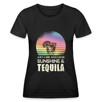 Ein Mädchen, Das Sonne Und Tequila Liebt - Frauen Funktions-T-Shirt - Schwarz - Vorne - AI Model Female 172 light (172cm)