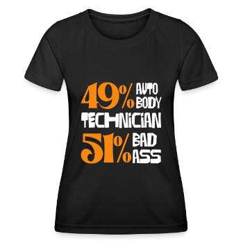 49% Mécanique automobile 51% Humour dur à cuire - T-shirt sport Femme - noir - Devant - AI Model Female 172 light (172cm)