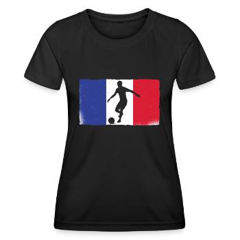 Silhouette de match de football français devant le drapeau - T-shirt sport Femme - noir - Devant - AI Model Female 172 light (172cm)