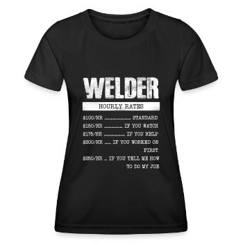 Soudeur Salaire horaire Humoristique - T-shirt sport Femme - noir - Devant - AI Model Female 172 light (172cm)