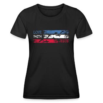 faith jesus pray christ kirche - Frauen Funktions-T-Shirt - Schwarz - Vorne - AI Model Female 172 light (172cm)