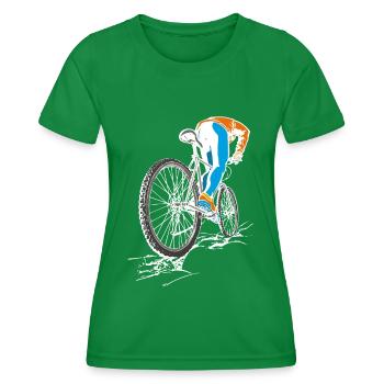 Mountain bikers, - Women's Functional T-Shirt - kelly green - Front - AI Model Female 172 dark (172cm)