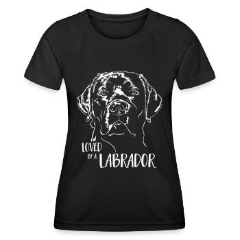 LABRADOR Labbi aimé par un Labrador disant Wilsigns - T-shirt sport Femme - noir - Devant - AI Model Female 172 light (172cm)