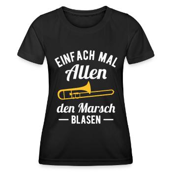 Posaunist Musiker Posaune Orchester Blasmusik - Frauen Funktions-T-Shirt - Schwarz - Vorne - AI Model Female 172 light (172cm)