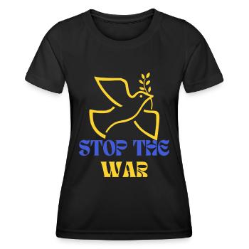 Stop The War Peace Ukraine - Frauen Funktions-T-Shirt - Schwarz - Vorne - AI Model Female 172 light (172cm)