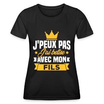 I can't I bet with my son - Women's Functional T-Shirt - black - Front - AI Model Female 172 light (172cm)