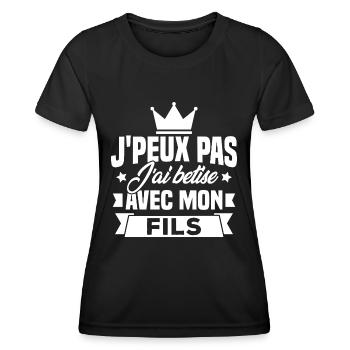 Ich kann nicht mit meinem Sohn wetten - Frauen Funktions-T-Shirt - Schwarz - Vorne - AI Model Female 172 light (172cm)