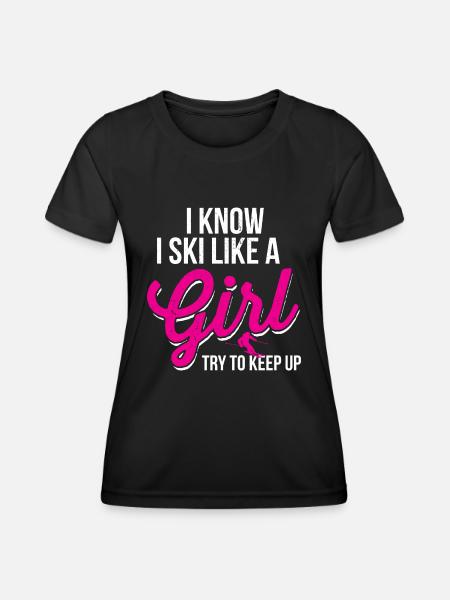 Skiing like a girl Winter sports Fun - Women's Functional T-Shirt - black