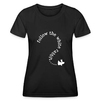 Suis le lapin blanc - T-shirt sport Femme - noir - Devant - AI Model Female 172 light (172cm)