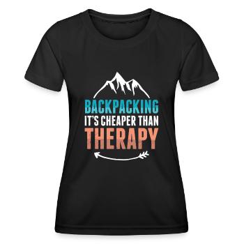 Backpacker thérapie - T-shirt sport Femme - noir - Devant - AI Model Female 172 light (172cm)