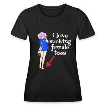 i love sucking female toes - Frauen Funktions-T-Shirt - Schwarz - Vorne - AI Model Female 172 light (172cm)