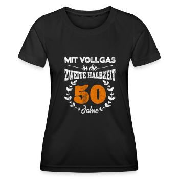 50. Geburtstag - Frauen Funktions-T-Shirt - Schwarz - Vorne - AI Model Female 172 light (172cm)