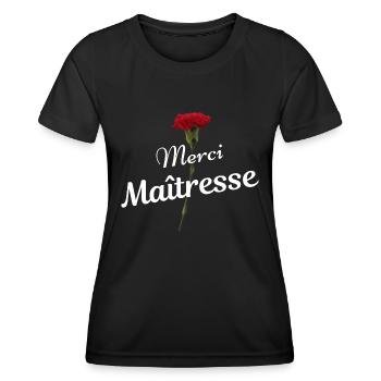 Merci maîtresse cadeau reconnaissance institutrice - T-shirt sport Femme - noir - Devant - AI Model Female 172 light (172cm)