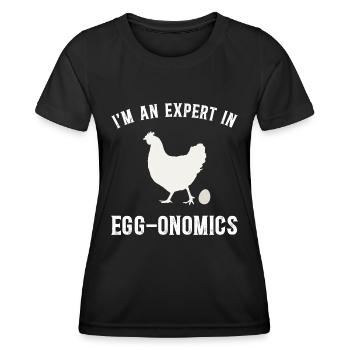 Expert En Économie - Humour De Poule - T-shirt sport Femme - noir - Devant - AI Model Female 172 light (172cm)