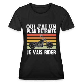 oui j'ai un plan retraite - T-shirt sport Femme - noir - Devant - AI Model Female 172 light (172cm)