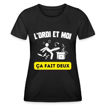 l'ordi et moi - T-shirt sport Femme - noir - Devant - AI Model Female 172 light (172cm)