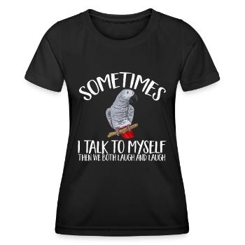 Graupapagei African Grey Parrot Papagei - Frauen Funktions-T-Shirt - Schwarz - Vorne - AI Model Female 172 light (172cm)