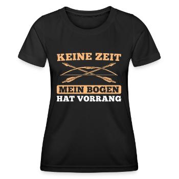 Bogenschütze Mein Bogen hat vorrang Bogenschießen - Frauen Funktions-T-Shirt - Schwarz - Vorne - AI Model Female 172 light (172cm)