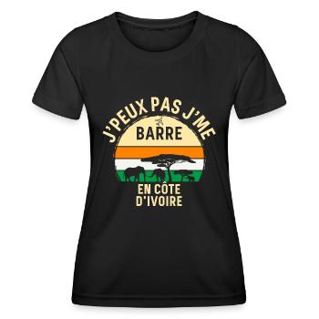 J peux pas j'me barre En Côte d'Ivoire - T-shirt sport Femme - noir - Devant - AI Model Female 172 light (172cm)