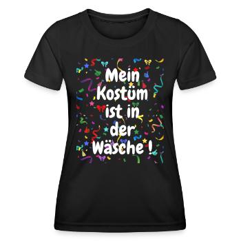 Mein Kostüm ist in der Wäsche lustig Karneval - Frauen Funktions-T-Shirt - Schwarz - Vorne - AI Model Female 172 light (172cm)