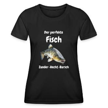Perche de brochet Mélange de pêcheur de pêche au poisson - T-shirt sport Femme - noir - Devant - AI Model Female 172 light (172cm)