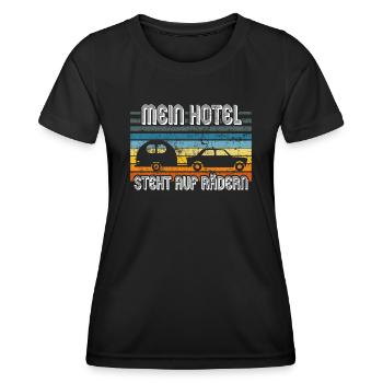 Wohnwagen Hotel Camping - Frauen Funktions-T-Shirt - Schwarz - Vorne - AI Model Female 172 light (172cm)