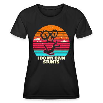 I Do My Own Stunts - Lustiges Tollpatsch Geschenk - Frauen Funktions-T-Shirt - Schwarz - Vorne - AI Model Female 172 light (172cm)